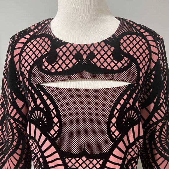 NWT Beige by ECI Mauve Pink Black Three Quarter Sleeve Sheath Dress Size 8 - Picture 5 of 11